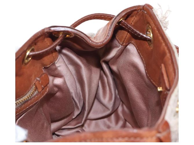Borsa a tracolla Miu Miu Linen Beige Gold Auth 167687M D'oro - vista 25