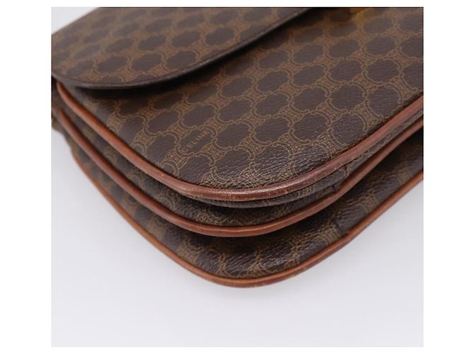 Céline Borsa a tracolla CELINE Macadam Canvas PVC Leather Brown Gold Auth bs37670 Marrone D'oro - vista 11