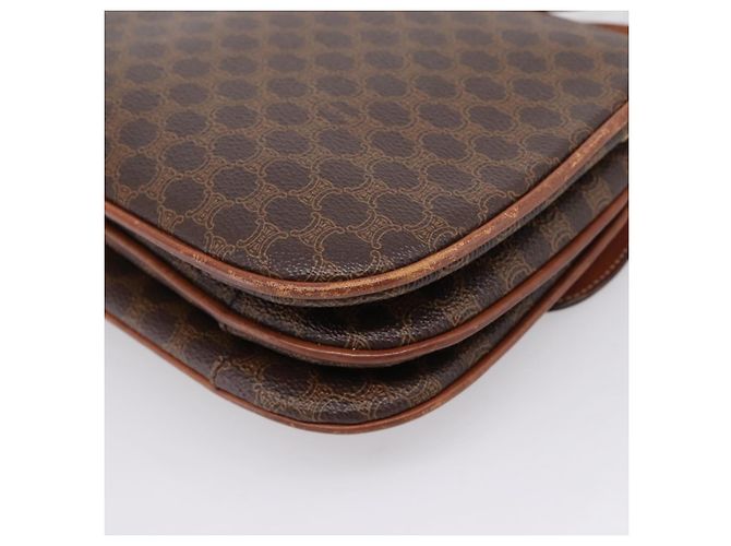 Céline Borsa a tracolla CELINE Macadam Canvas PVC Leather Brown Gold Auth bs37670 Marrone D'oro - vista 12