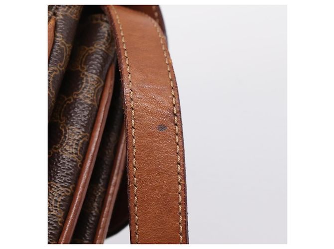 Céline Borsa a tracolla CELINE Macadam Canvas PVC Leather Brown Gold Auth bs37670 Marrone D'oro - vista 14