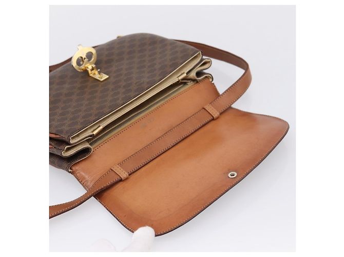 Céline Borsa a tracolla CELINE Macadam Canvas PVC Leather Brown Gold Auth bs37670 Marrone D'oro - vista 15