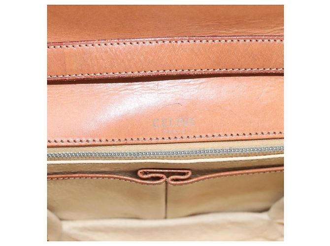 Céline Borsa a tracolla CELINE Macadam Canvas PVC Leather Brown Gold Auth bs37670 Marrone D'oro - vista 16