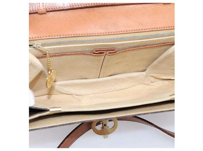 Céline Borsa a tracolla CELINE Macadam Canvas PVC Leather Brown Gold Auth bs37670 Marrone D'oro - vista 17