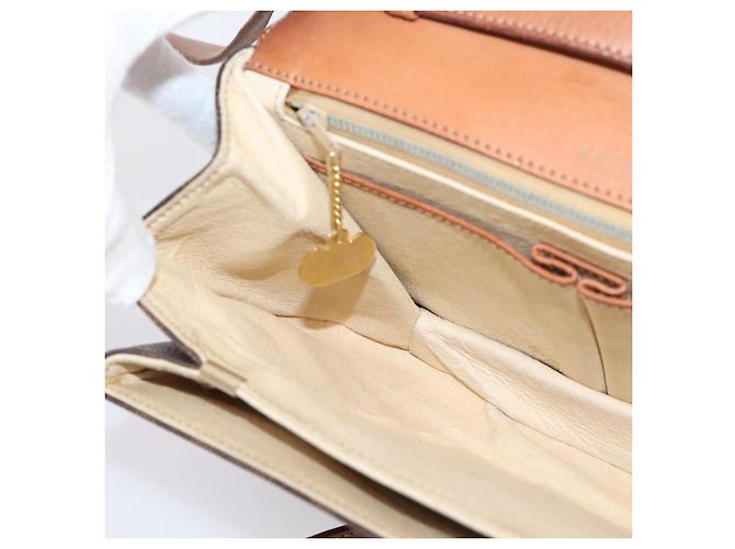 Céline Borsa a tracolla CELINE Macadam Canvas PVC Leather Brown Gold Auth bs37670 Marrone D'oro - vista 19