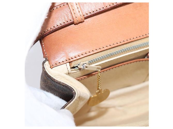 Céline Borsa a tracolla CELINE Macadam Canvas PVC Leather Brown Gold Auth bs37670 Marrone D'oro - vista 20