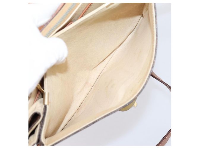 Céline Borsa a tracolla CELINE Macadam Canvas PVC Leather Brown Gold Auth bs37670 Marrone D'oro - vista 22