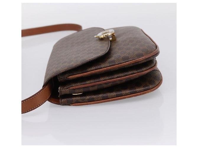 Céline Borsa a tracolla CELINE Macadam Canvas PVC Leather Brown Gold Auth bs37670 Marrone D'oro - vista 4