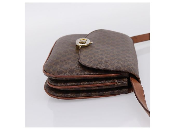 Céline Borsa a tracolla CELINE Macadam Canvas PVC Leather Brown Gold Auth bs37670 Marrone D'oro - vista 5