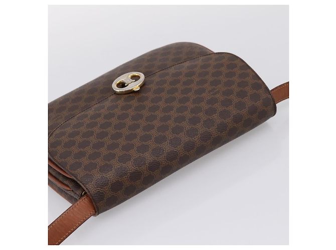 Céline Borsa a tracolla CELINE Macadam Canvas PVC Leather Brown Gold Auth bs37670 Marrone D'oro - vista 6