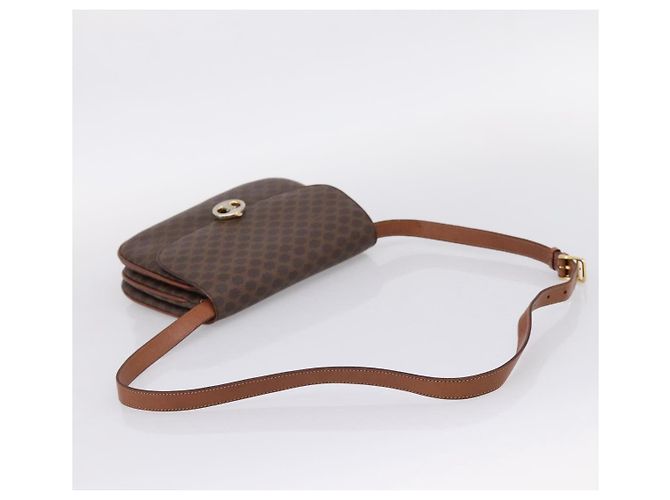Céline Borsa a tracolla CELINE Macadam Canvas PVC Leather Brown Gold Auth bs37670 Marrone D'oro - vista 7