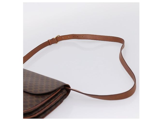 Céline Borsa a tracolla CELINE Macadam Canvas PVC Leather Brown Gold Auth bs37670 Marrone D'oro - vista 8