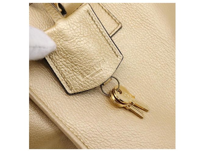 LOEWE Amazona 32 Handtasche Leder Gold Authentisch 207798A Golden - Ansicht 10