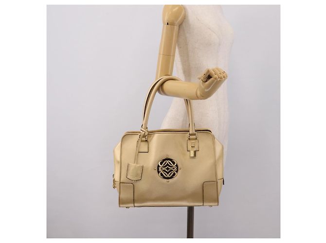 LOEWE Amazona 32 Handtasche Leder Gold Authentisch 207798A Golden - Ansicht 28