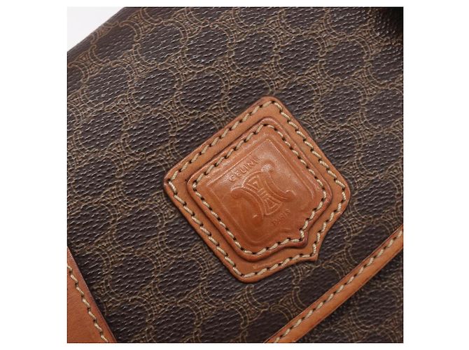 Céline Borsa a tracolla CELINE Macadam PVC Brown Gold Tone Auth mr3108A Marrone - vista 14