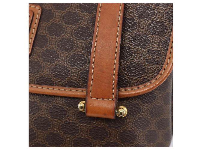 Céline Borsa a tracolla CELINE Macadam PVC Brown Gold Tone Auth mr3108A Marrone - vista 15