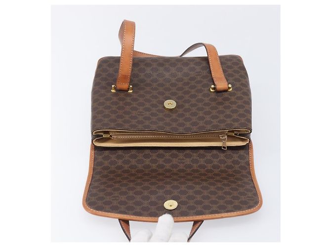 Céline Borsa a tracolla CELINE Macadam PVC Brown Gold Tone Auth mr3108A Marrone - vista 17