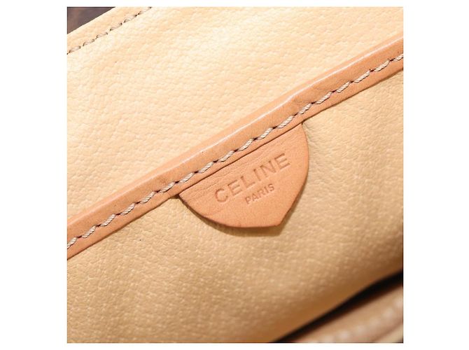 Céline Borsa a tracolla CELINE Macadam PVC Brown Gold Tone Auth mr3108A Marrone - vista 18