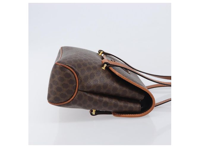 Céline Borsa a tracolla CELINE Macadam PVC Brown Gold Tone Auth mr3108A Marrone - vista 4