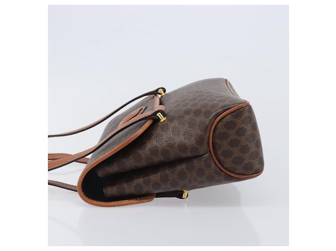 Céline Borsa a tracolla CELINE Macadam PVC Brown Gold Tone Auth mr3108A Marrone - vista 5