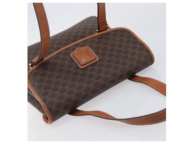Céline Borsa a tracolla CELINE Macadam PVC Brown Gold Tone Auth mr3108A Marrone - vista 6