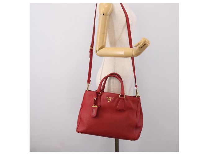 Borsa a mano PRADA in pelle 2way Rossa Oro Auth 209282A Rosso D'oro - vista 30
