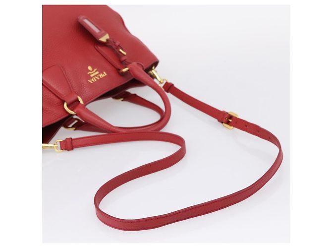 Borsa a mano PRADA in pelle 2way Rossa Oro Auth 209282A Rosso D'oro - vista 9
