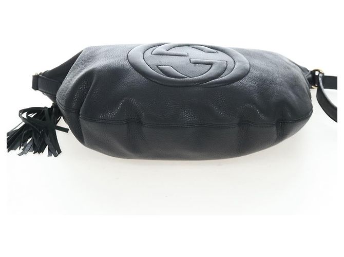 Borsa a tracolla GUCCI Soho in pelle nera e oro 295175 Auth 207456V Nero D'oro - vista 11