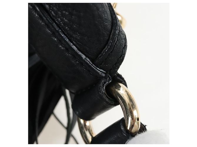 Borsa a tracolla GUCCI Soho in pelle nera e oro 295175 Auth 207456V Nero D'oro - vista 19