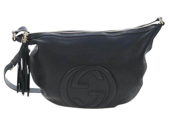 Borsa a tracolla GUCCI Soho in pelle nera e oro 295175 Auth 207456V Nero D'oro - vista 2