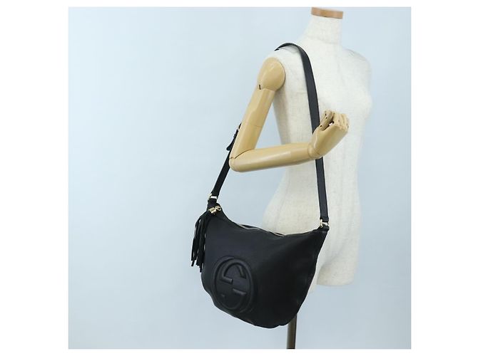 Borsa a tracolla GUCCI Soho in pelle nera e oro 295175 Auth 207456V Nero D'oro - vista 31