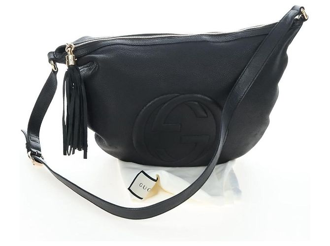 Borsa a tracolla GUCCI Soho in pelle nera e oro 295175 Auth 207456V Nero D'oro - vista 32