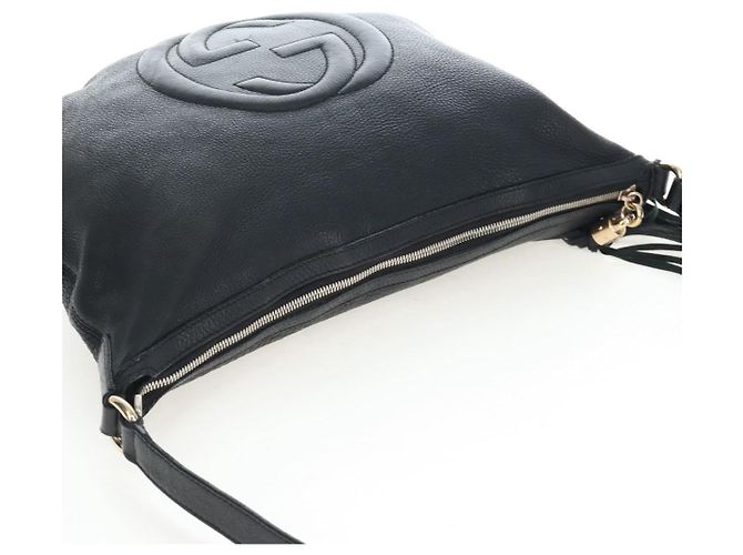 Borsa a tracolla GUCCI Soho in pelle nera e oro 295175 Auth 207456V Nero D'oro - vista 6