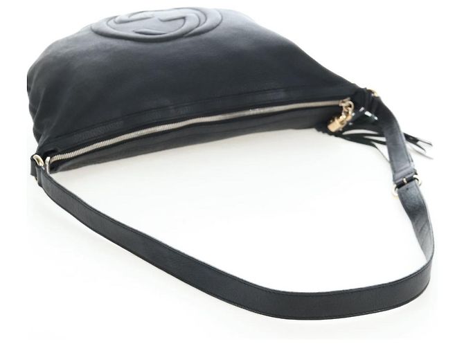 Borsa a tracolla GUCCI Soho in pelle nera e oro 295175 Auth 207456V Nero D'oro - vista 7