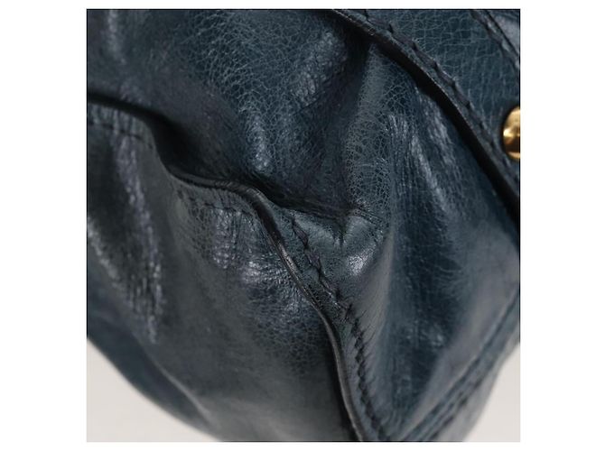 Borsa Tote Miu Miu con Fiocco Laterale in Pelle Blu Oro Auth fm5469V - vista 12
