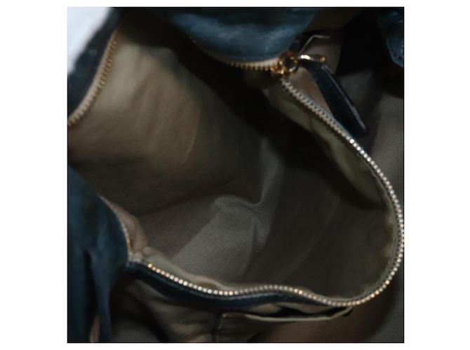 Borsa Tote Miu Miu con Fiocco Laterale in Pelle Blu Oro Auth fm5469V - vista 22