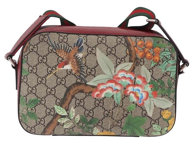 Borsa GUCCI GG Supreme Web Sherry Line PVC Beige Silver 450947 Auth BA15761V - vista 3