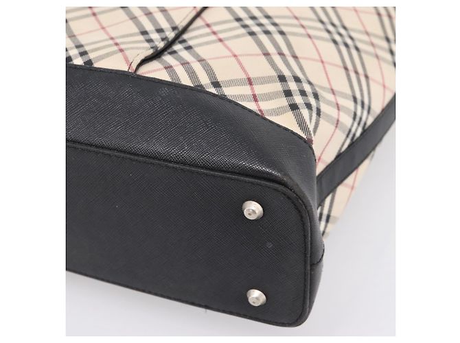 Borsa Tote BURBERRY Nova Check Canvas Beige Silver Auth bs37660 Argento - vista 10
