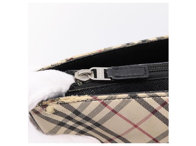 Borsa Tote BURBERRY Nova Check Canvas Beige Silver Auth bs37660 Argento - vista 15