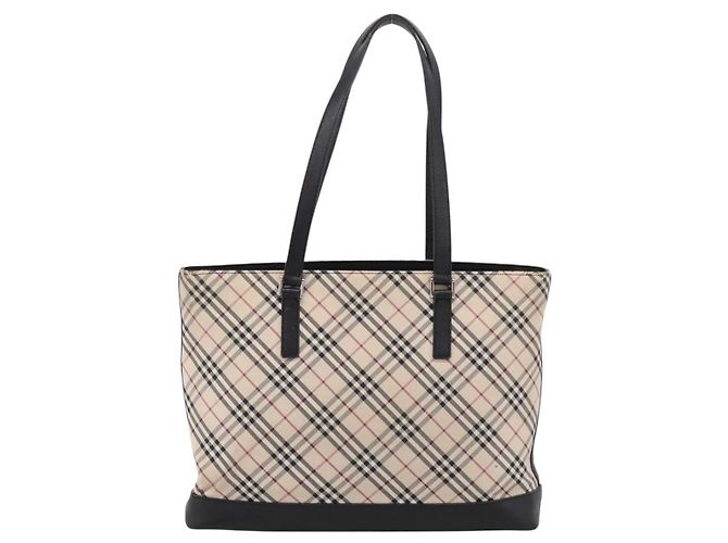 Borsa Tote BURBERRY Nova Check Canvas Beige Silver Auth bs37660 Argento - vista 3