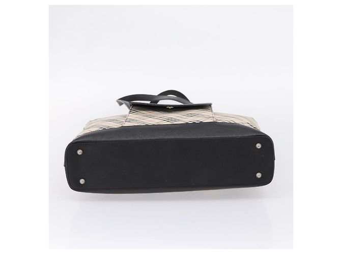 Borsa Tote BURBERRY Nova Check Canvas Beige Silver Auth bs37660 Argento - vista 9
