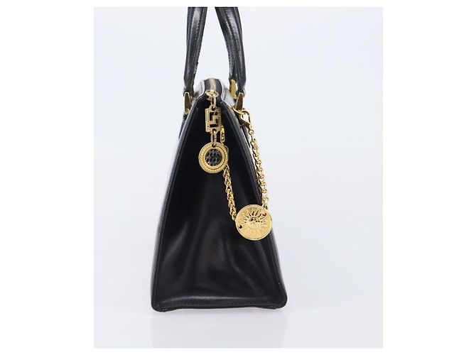 Borsa Gianni Versace in pelle nera e oro Auth 208748 Nero D'oro - vista 4