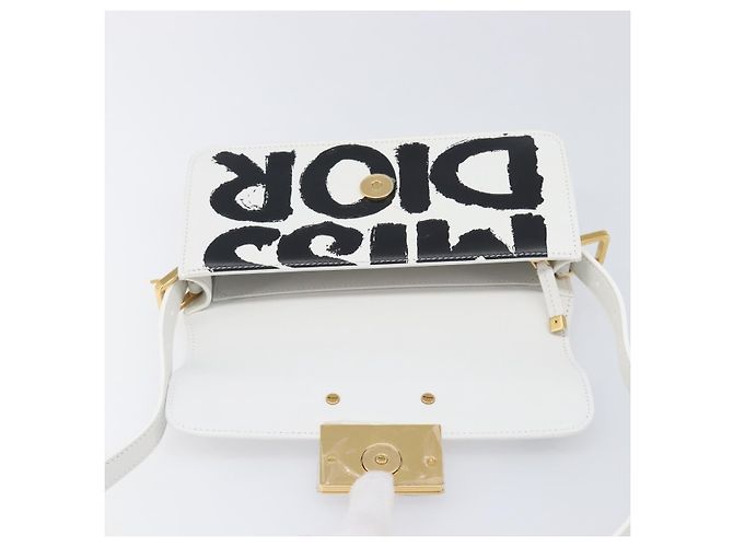 Borsa a tracolla Christian Dior Miss Dior in pelle Bianco Oro Auth ka6568SAM - vista 16