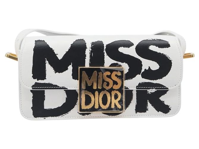 Borsa a tracolla Christian Dior Miss Dior in pelle Bianco Oro Auth ka6568SAM - vista 2
