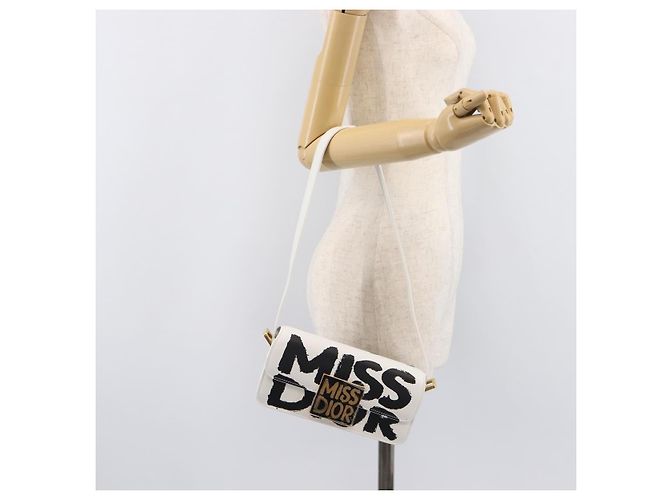 Borsa a tracolla Christian Dior Miss Dior in pelle Bianco Oro Auth ka6568SAM - vista 25