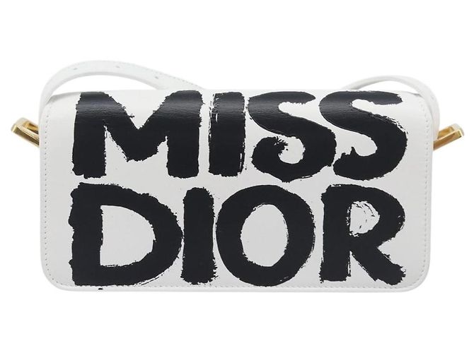 Borsa a tracolla Christian Dior Miss Dior in pelle Bianco Oro Auth ka6568SAM - vista 3