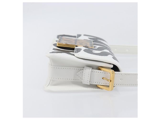 Borsa a tracolla Christian Dior Miss Dior in pelle Bianco Oro Auth ka6568SAM - vista 4