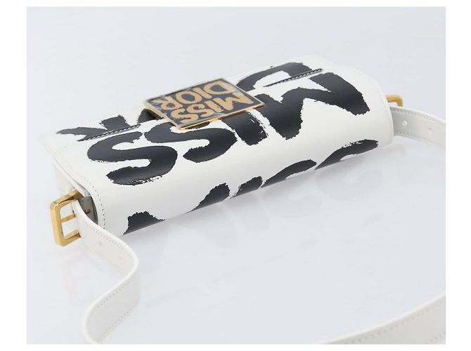 Borsa a tracolla Christian Dior Miss Dior in pelle Bianco Oro Auth ka6568SAM - vista 6