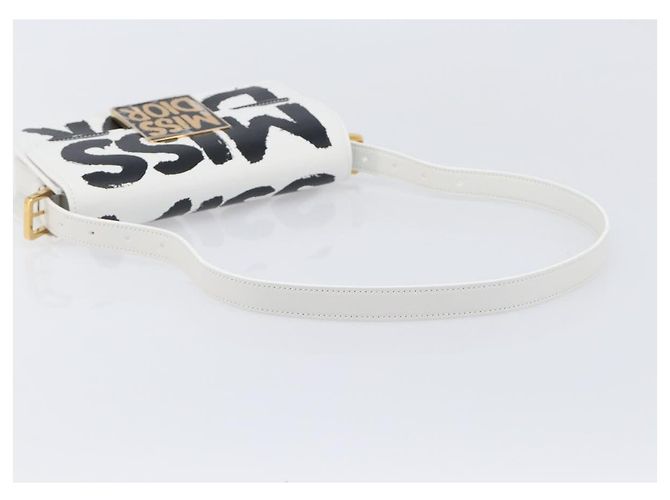 Borsa a tracolla Christian Dior Miss Dior in pelle Bianco Oro Auth ka6568SAM - vista 7