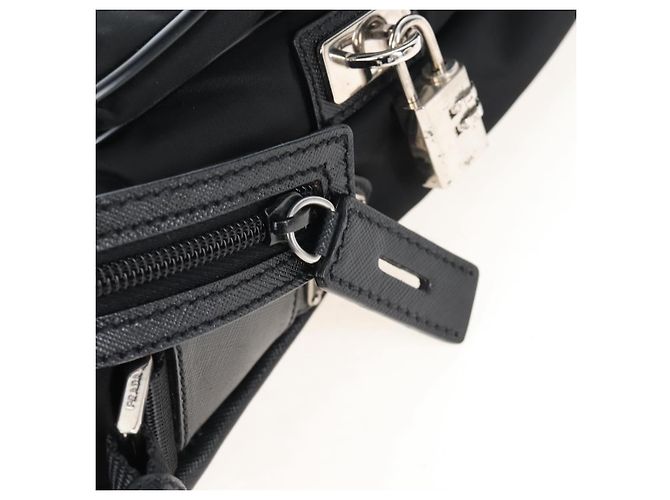 Borsa a Tracolla PRADA Nylon Black Silver Auth 208092V Nero Argento - vista 21