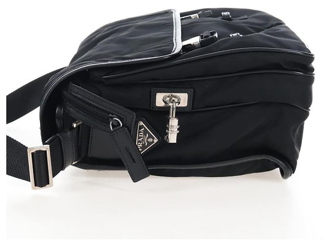 Borsa a Tracolla PRADA Nylon Black Silver Auth 208092V Nero Argento - vista 4